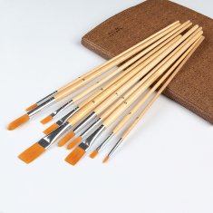Good quality Art Supply 10PCS Nylon Hair Wood Handle Oil Painting Brushes Set distributor