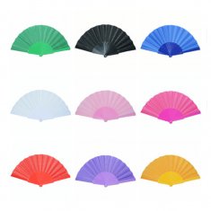 China  Promotion Gift Custom Printed Logo Plastic Nylon Folding Promotional Hand Fan company